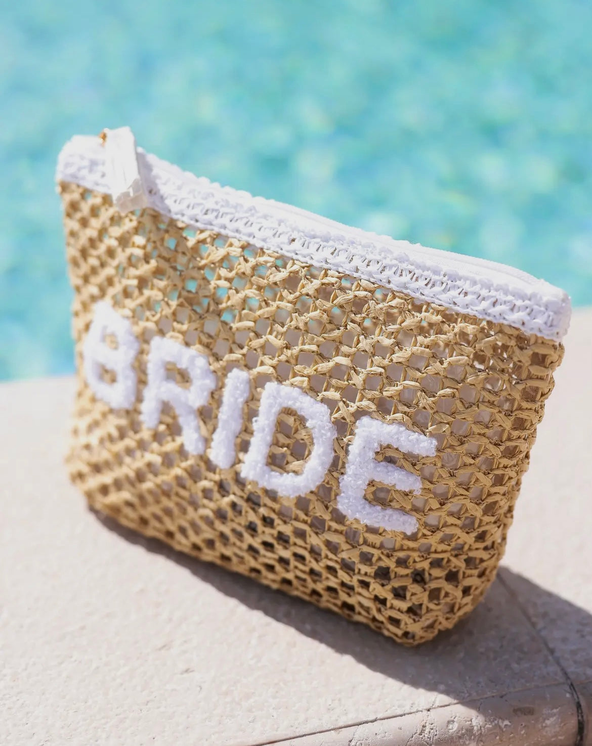 Bride Straw Zip Pouch