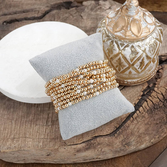 Gold & Pearls Stretchy Bracelet Set