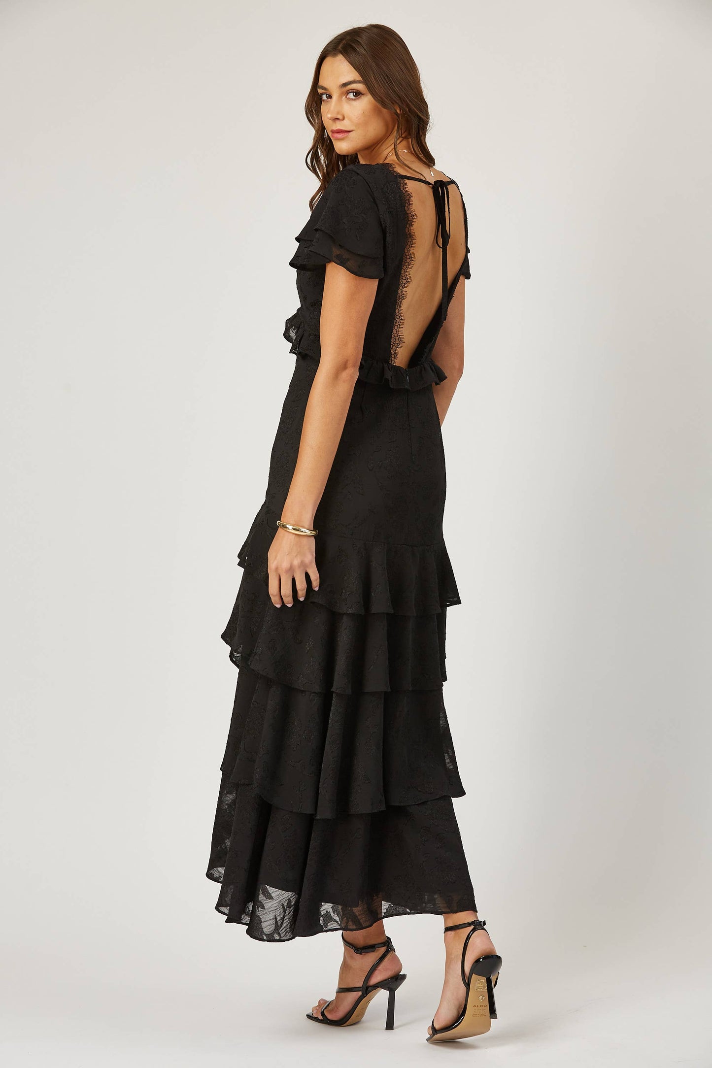 Aubrey Black Tiered Maxi Dress