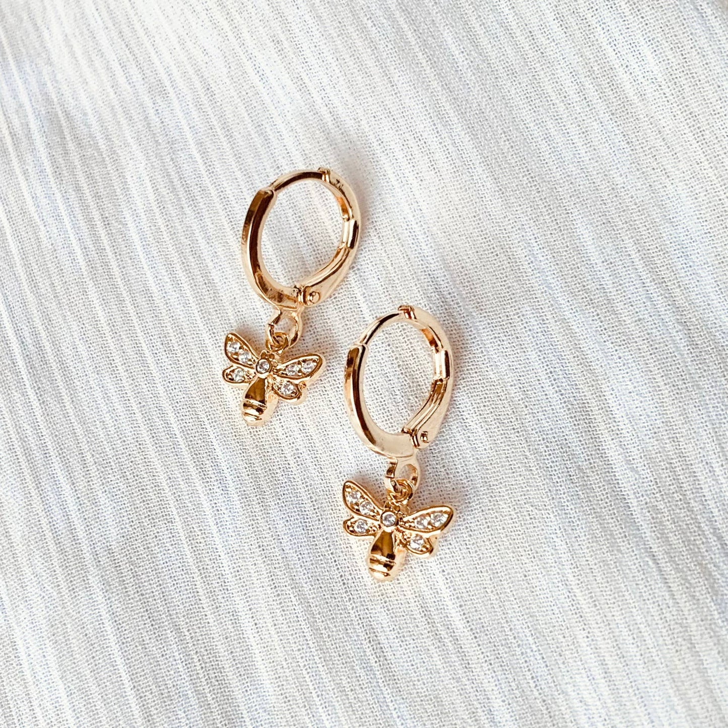 Bumble Bee Huggie Hoop Earrings