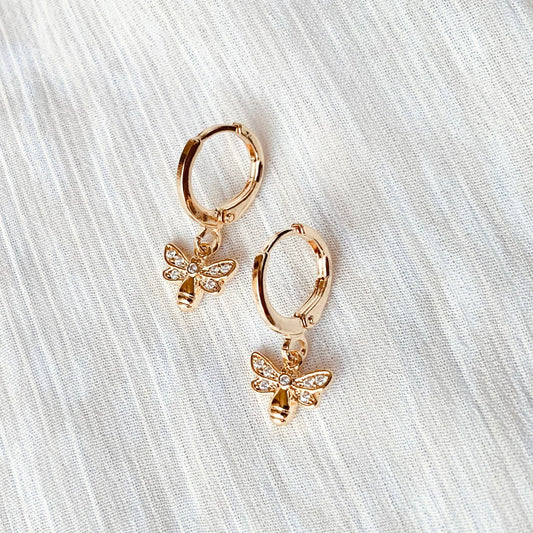 Bumble Bee Huggie Hoop Earrings