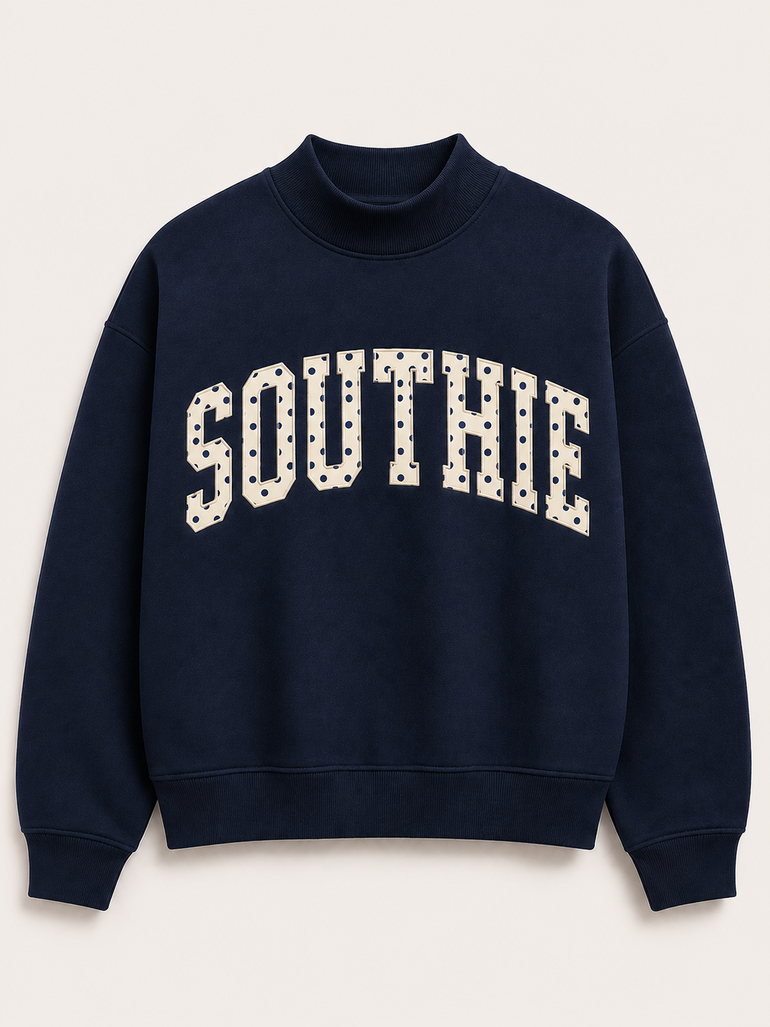 Navy Polka Dot Custom Mockneck