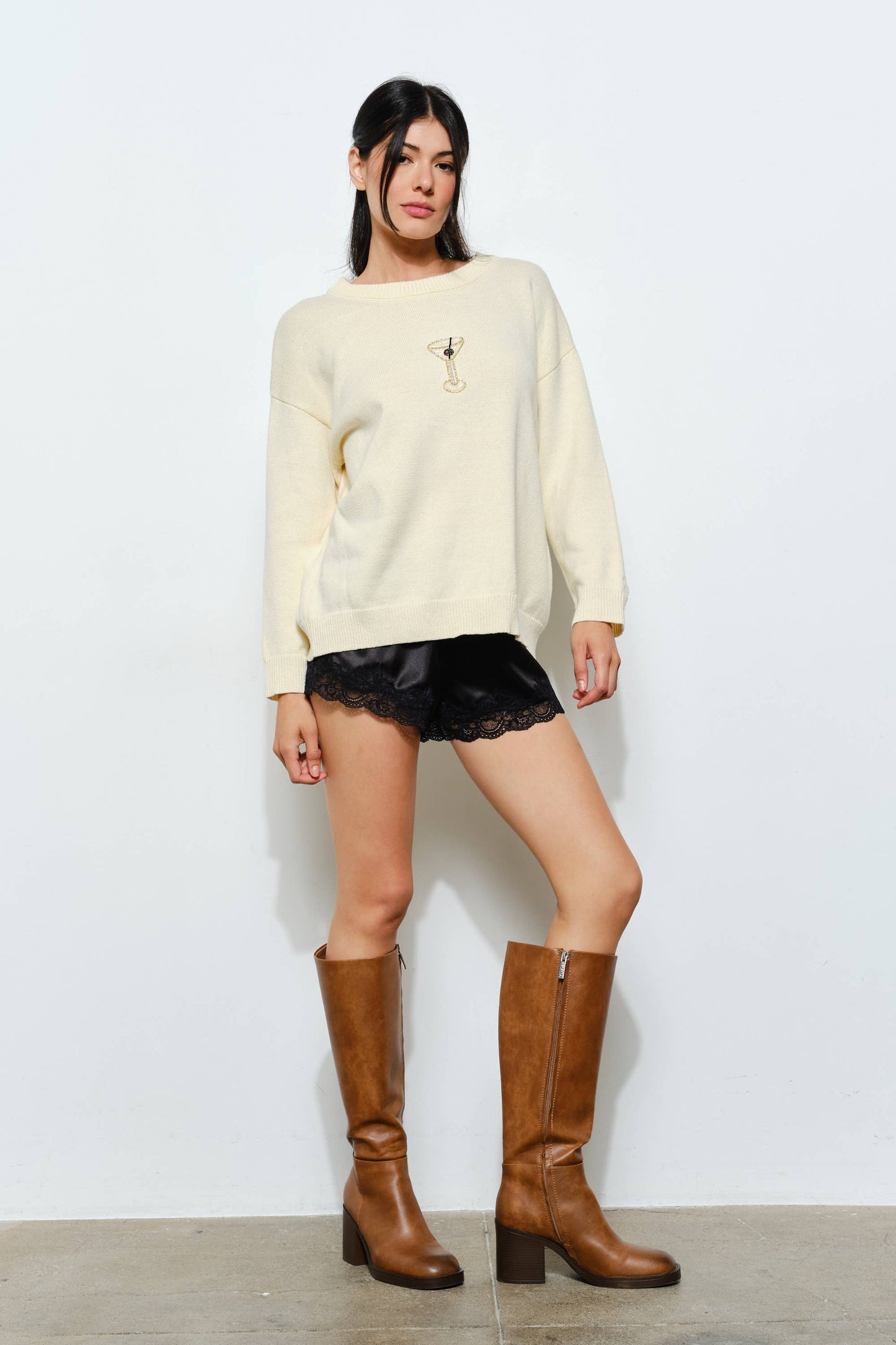 SORA MARTINI BEAD SWEATER - Butter Cream