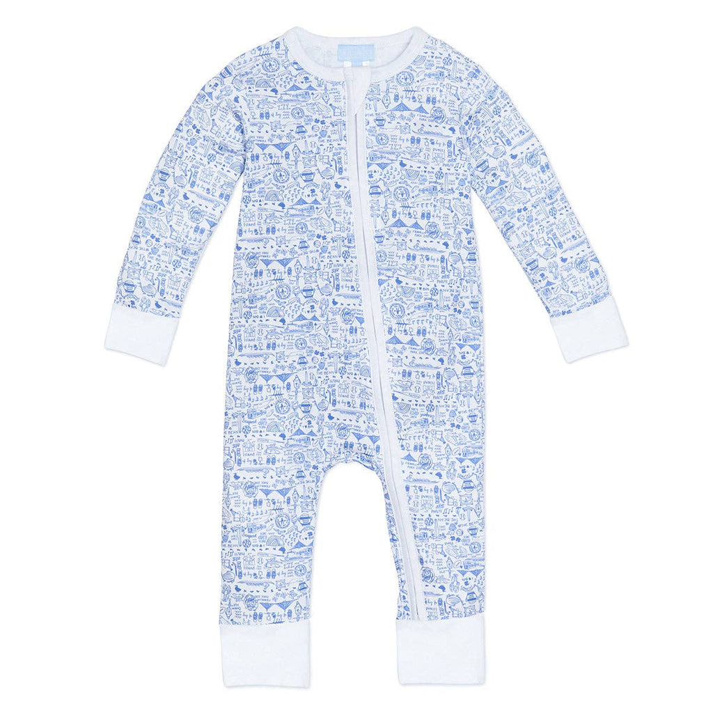 Joy Street Boston Zip Baby Onesie - Blue