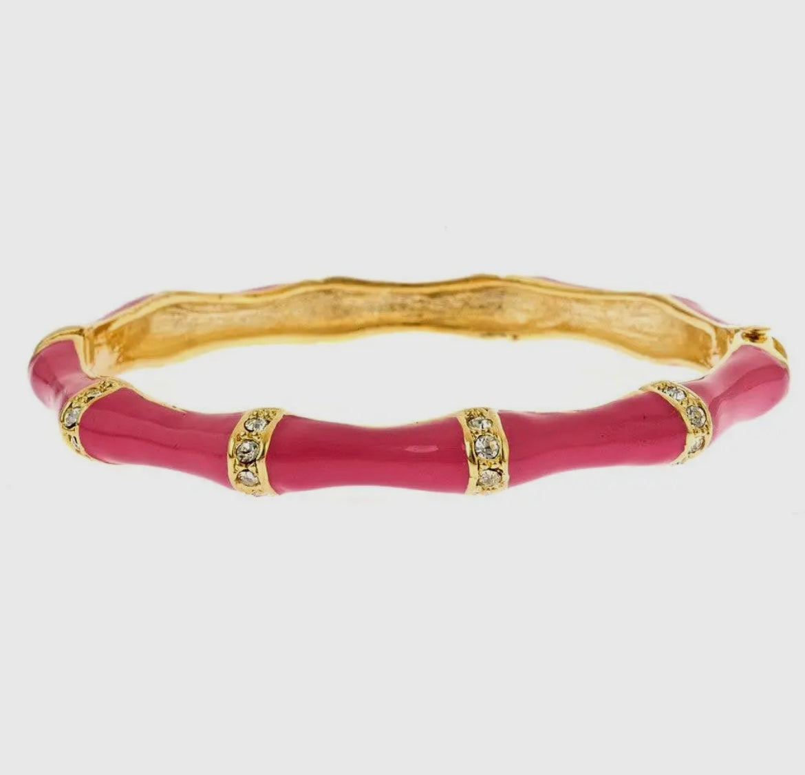 Hot Pink Stone Bamboo Bracelet