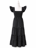 Black Polka Dot Smocked Dress