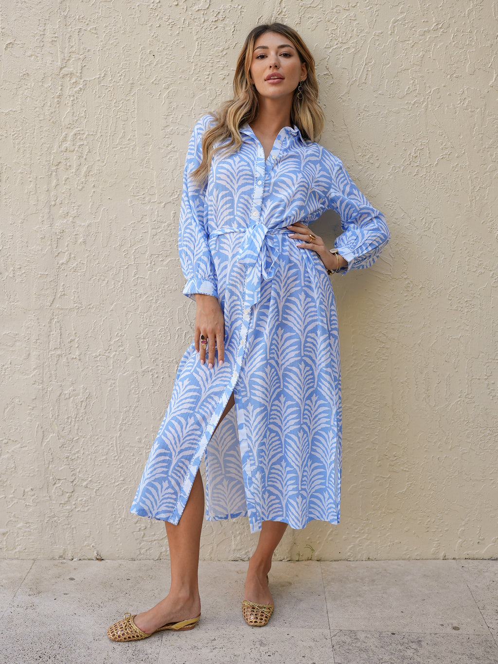 Noya Blue Palm Dress