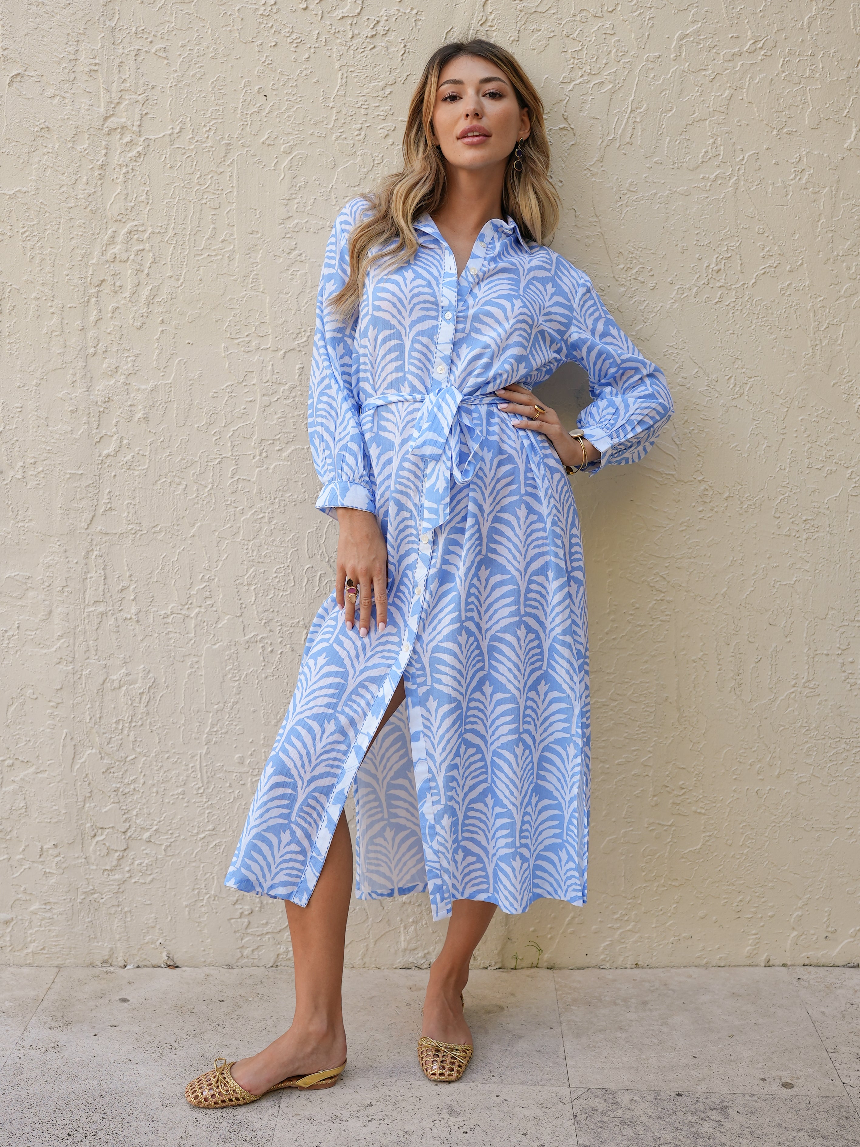 Noya Blue Palm Dress
