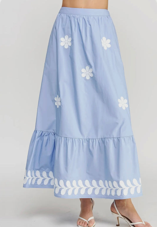 Flower Embroidery Maxi Skirt