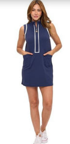 Navy Mock Neck Dress