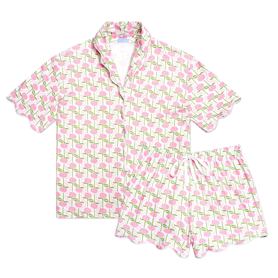 Joy Street Pink Hydrangea Short Sleeve Pajama Set