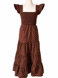 Chocolate Brown Polka Dot Smocked Dress