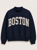 Navy Boston Polka Dot Mockneck