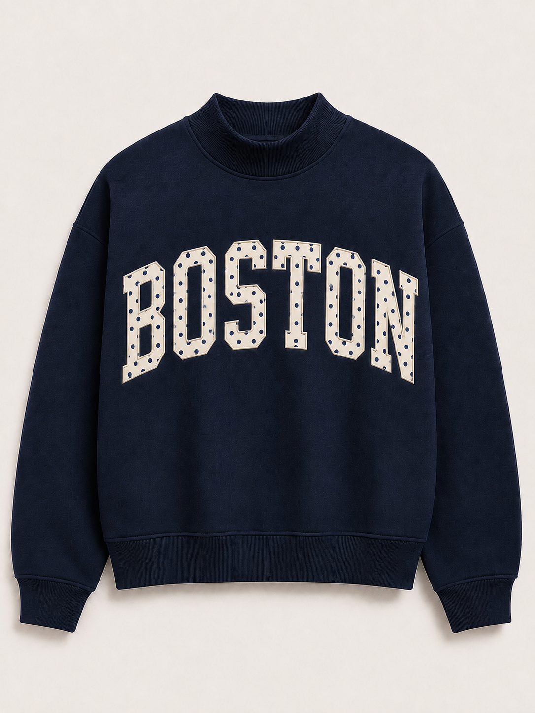 Navy Boston Polka Dot Mockneck