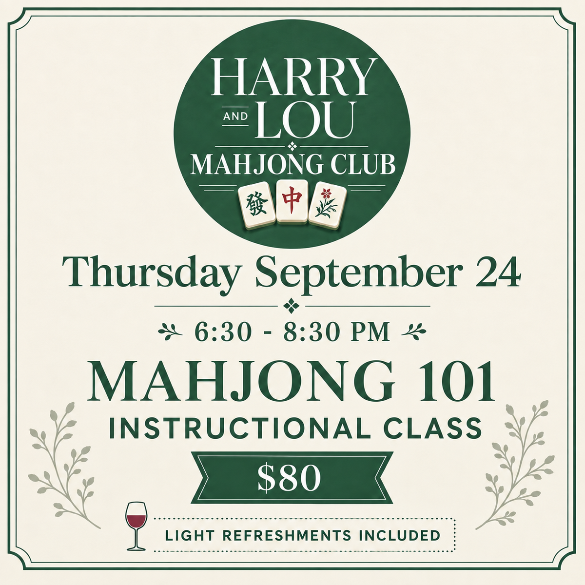 Mahjong 101 Thursday September 24