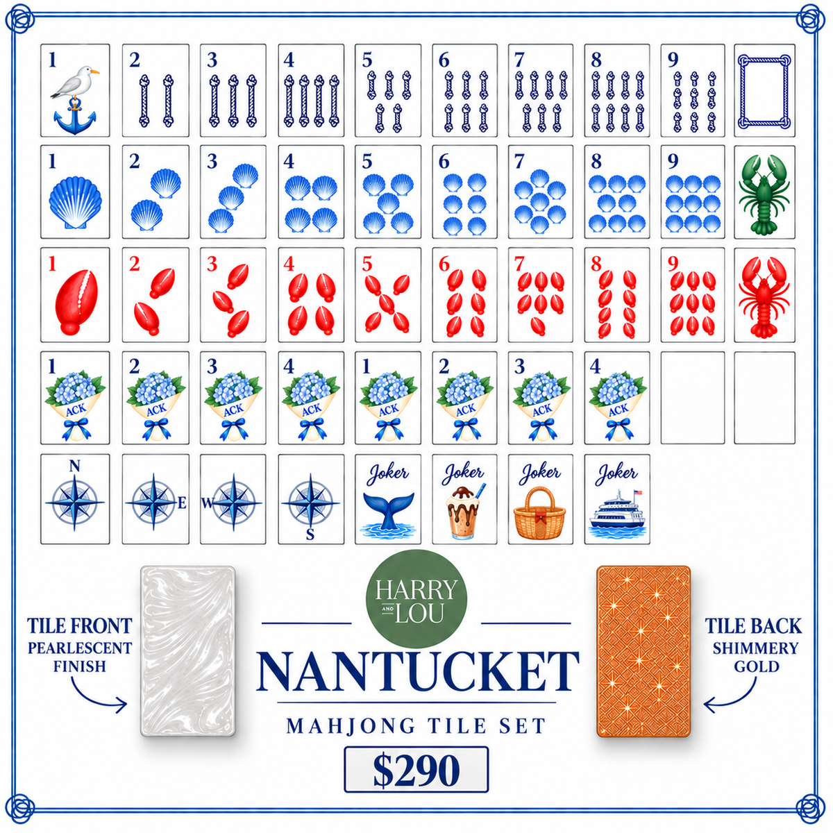 Nantucket Mahjong Tile Set