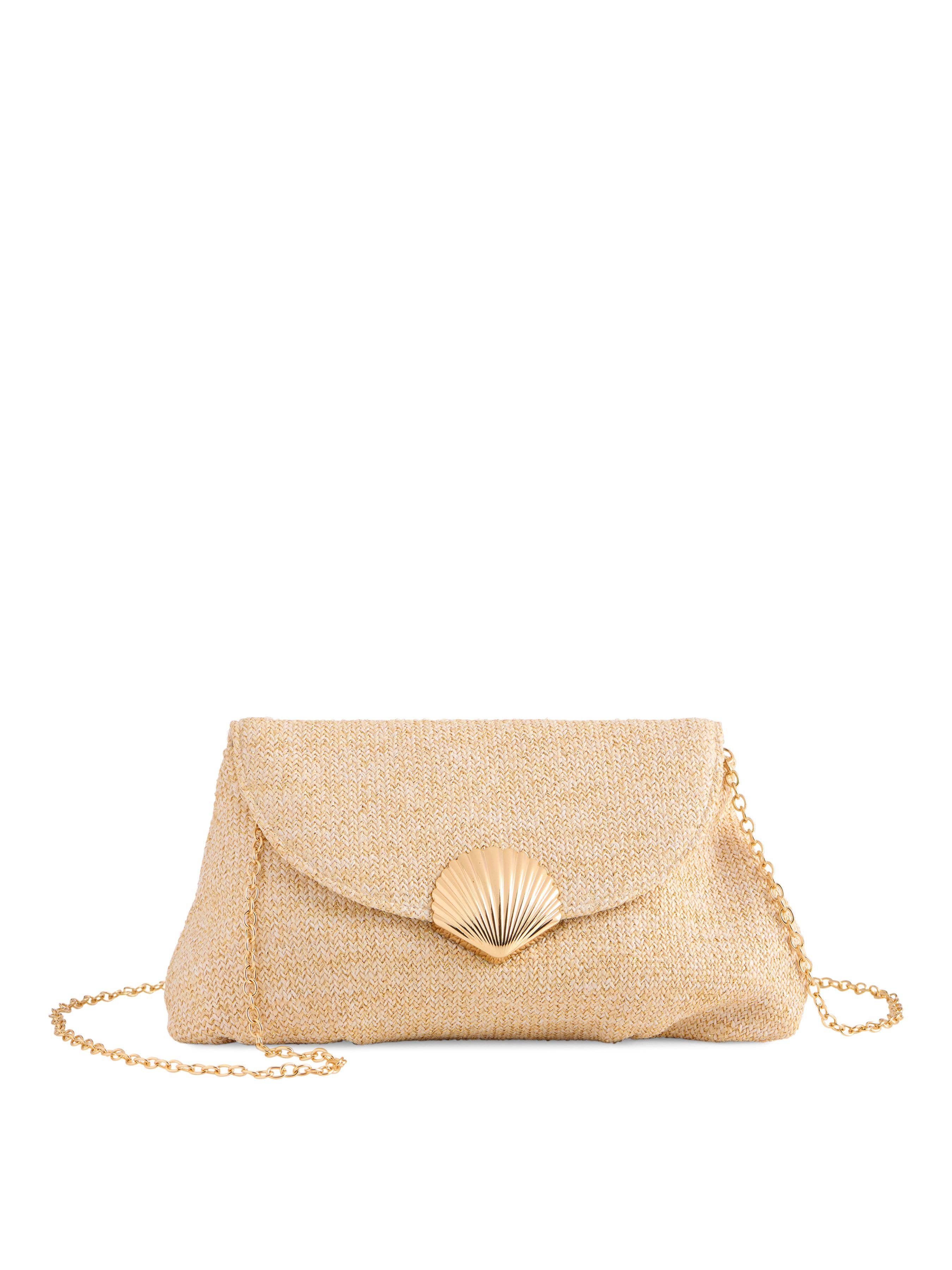 Tan Shell Clutch