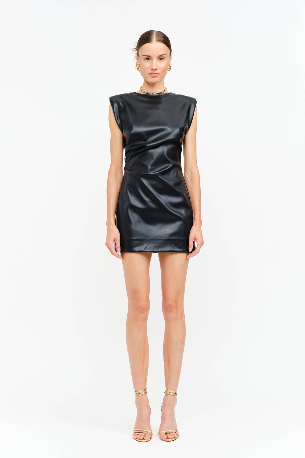 Emily Black Vegan Leather Dress