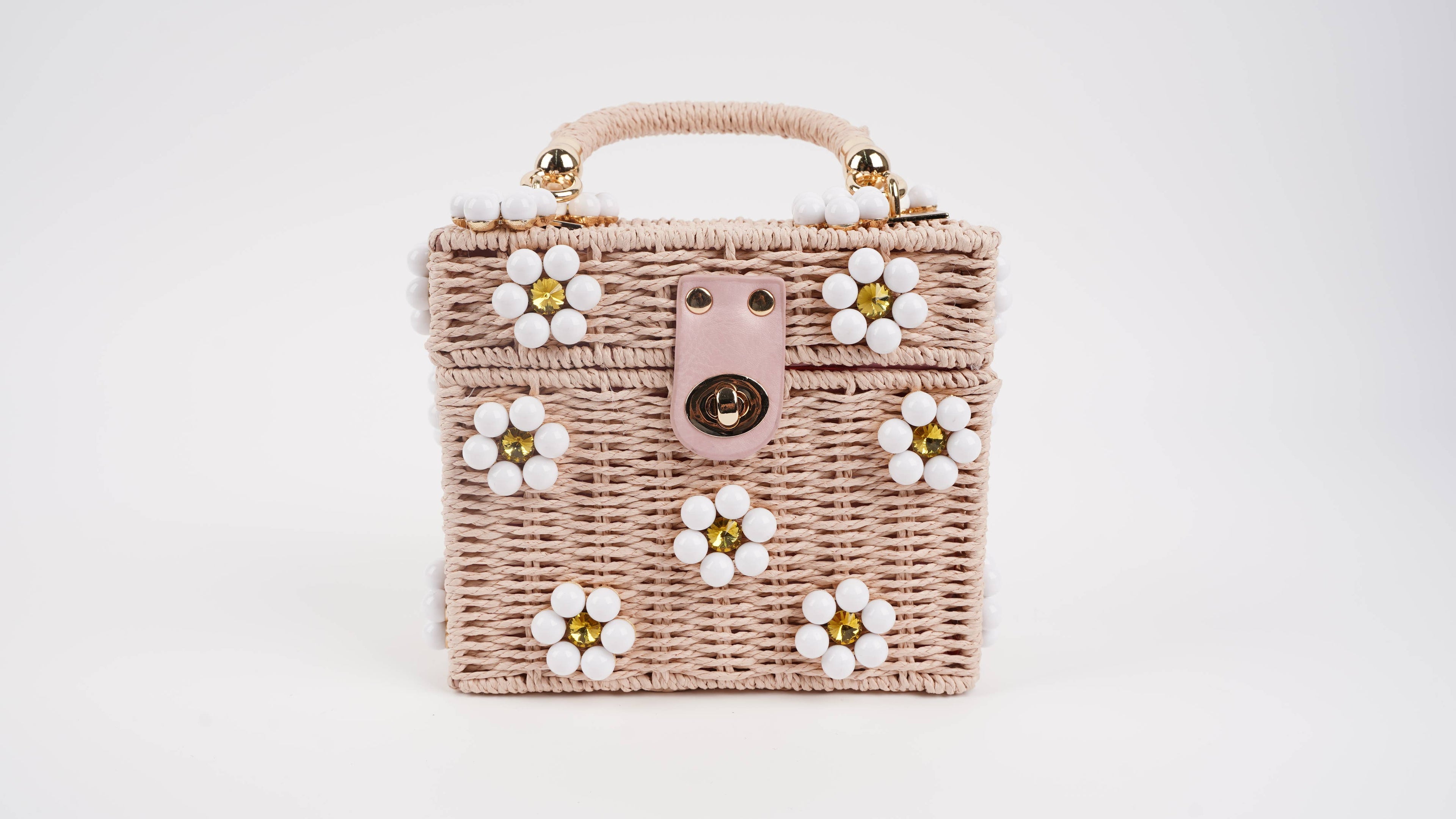Wicker Bucket Daisy Flower Purse