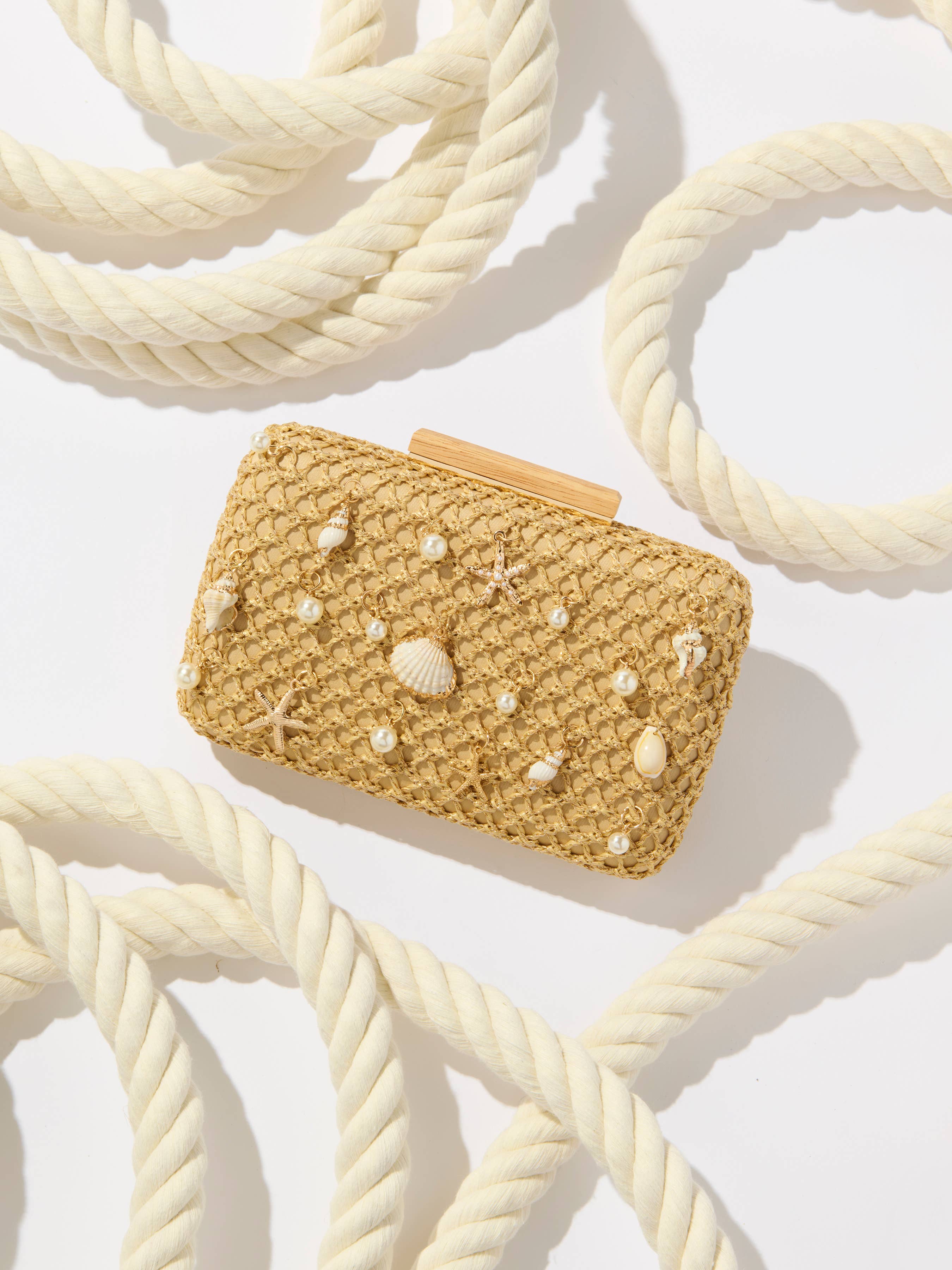 Gold Shell Embellished Clutch