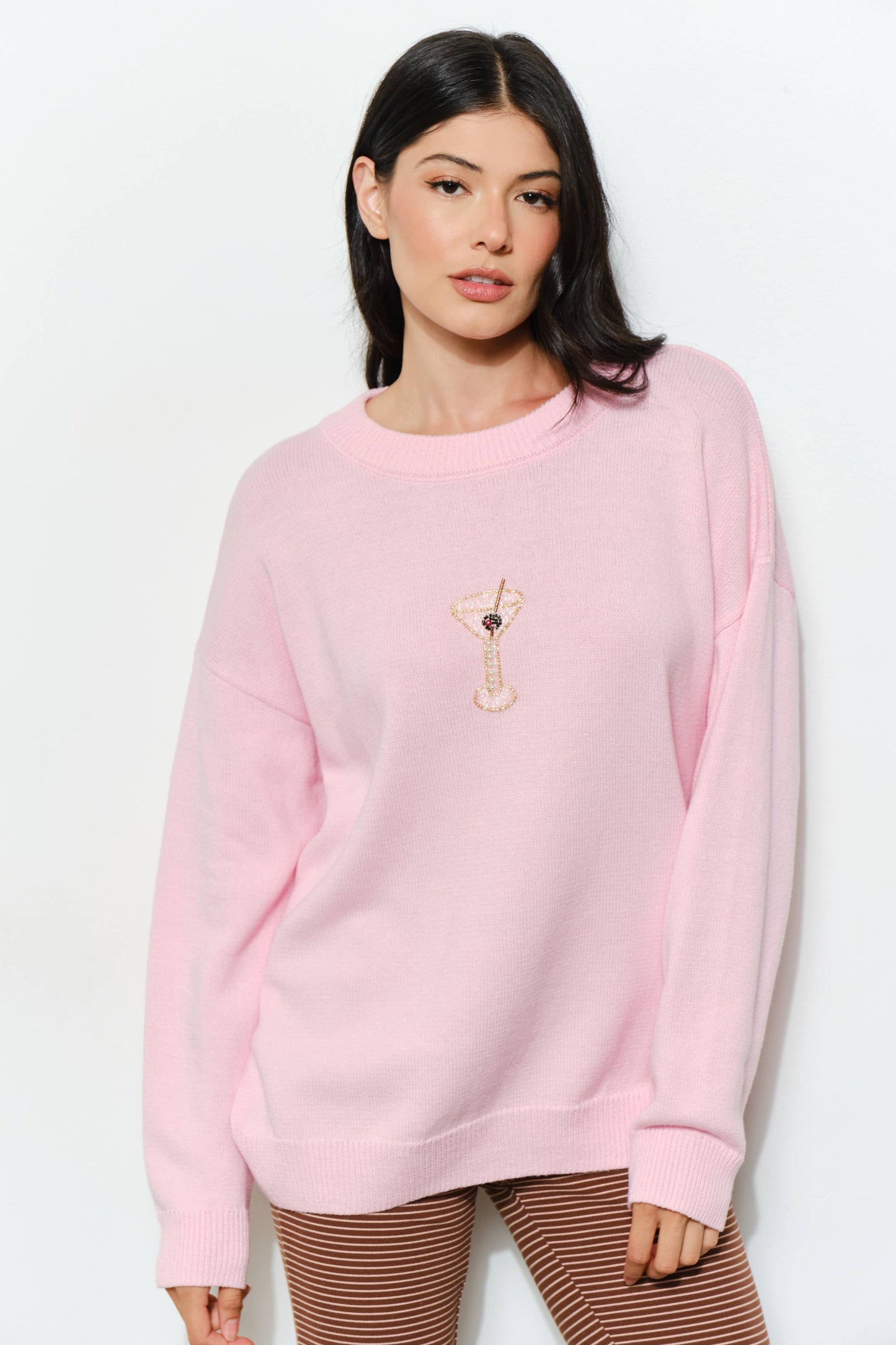 SORA MARTINI BEAD SWEATER- Pink