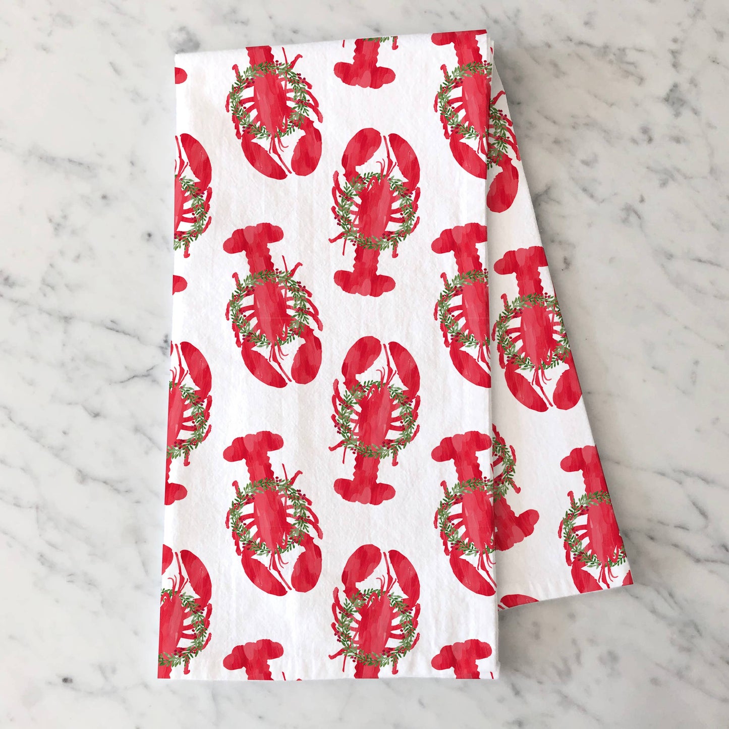 Holiday Lobsters Kitchen Tea Towel