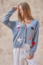 Crochet Patch Cardigan–Nautical Motifs