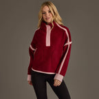 Burgundy & Lt. Pink Half Zip Sherpa Fleece Sweatshirt