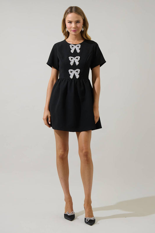Kaida Bow Flare Mini Dress