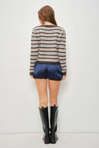 Kay Striped Button Up Cardigan