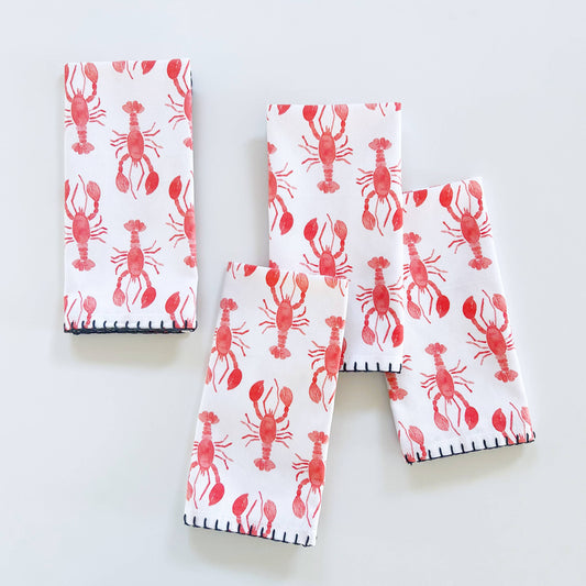 Lobster Fabric Napkin Set | Lobster Cloth Napkins | Set of 4