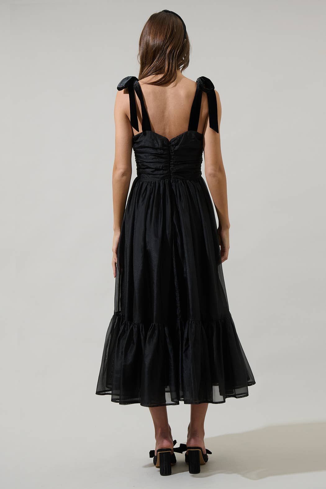 Polina Tulle Ruched Midi Dress