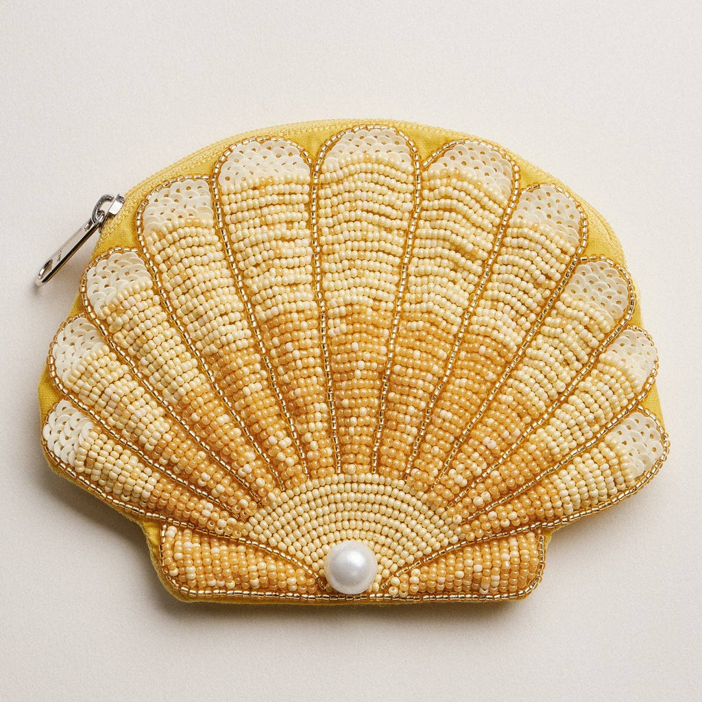 Seashell Beaded Coin Purse with Pearl Accent