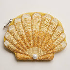 Seashell Beaded Coin Purse with Pearl Accent