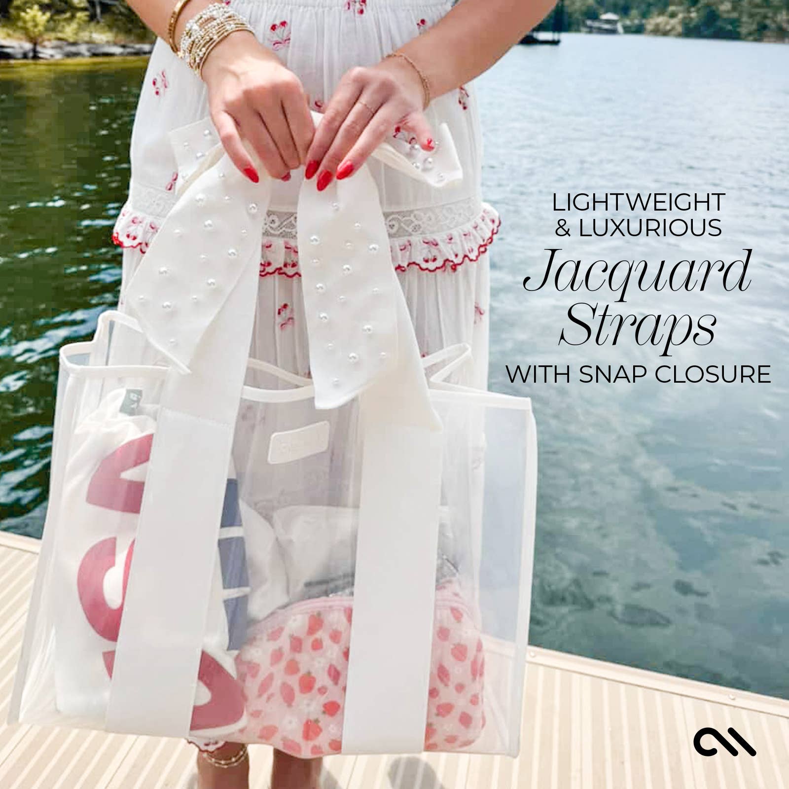 Special Edition Bow Ivory Pearl Beach Tote With Phone Pouch