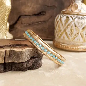 Crystal & Pearl Turquoise Bangle Bracelet
