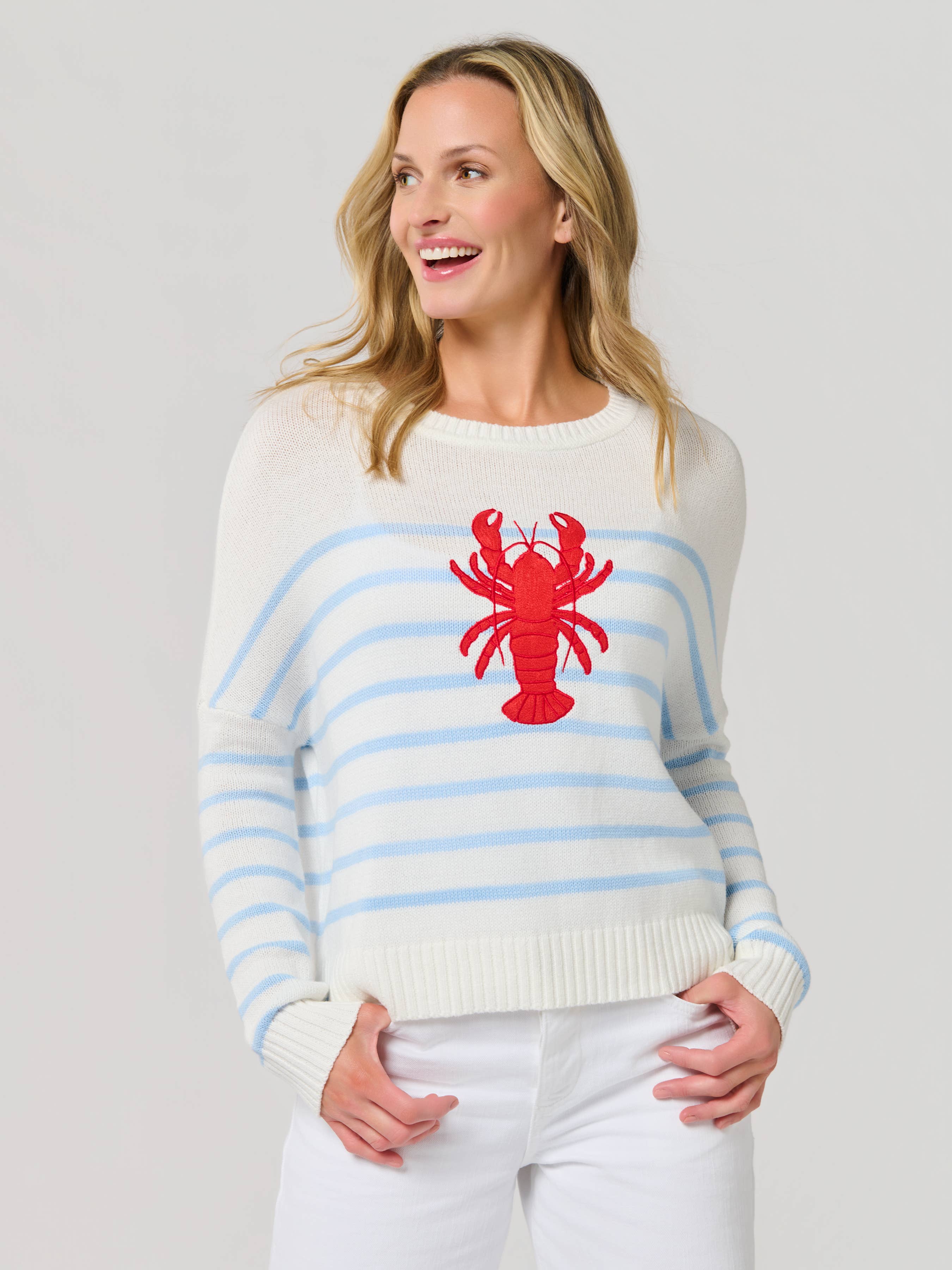 Lobster Sweater - Blue and White