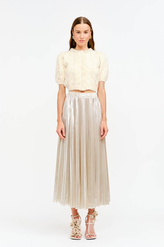 Alessandra Champagne Pleated Skirt