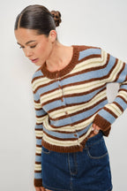 Kay Striped Button Up Cardigan