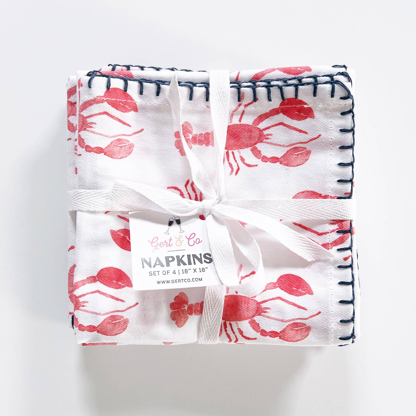 Lobster Fabric Napkin Set | Lobster Cloth Napkins | Set of 4