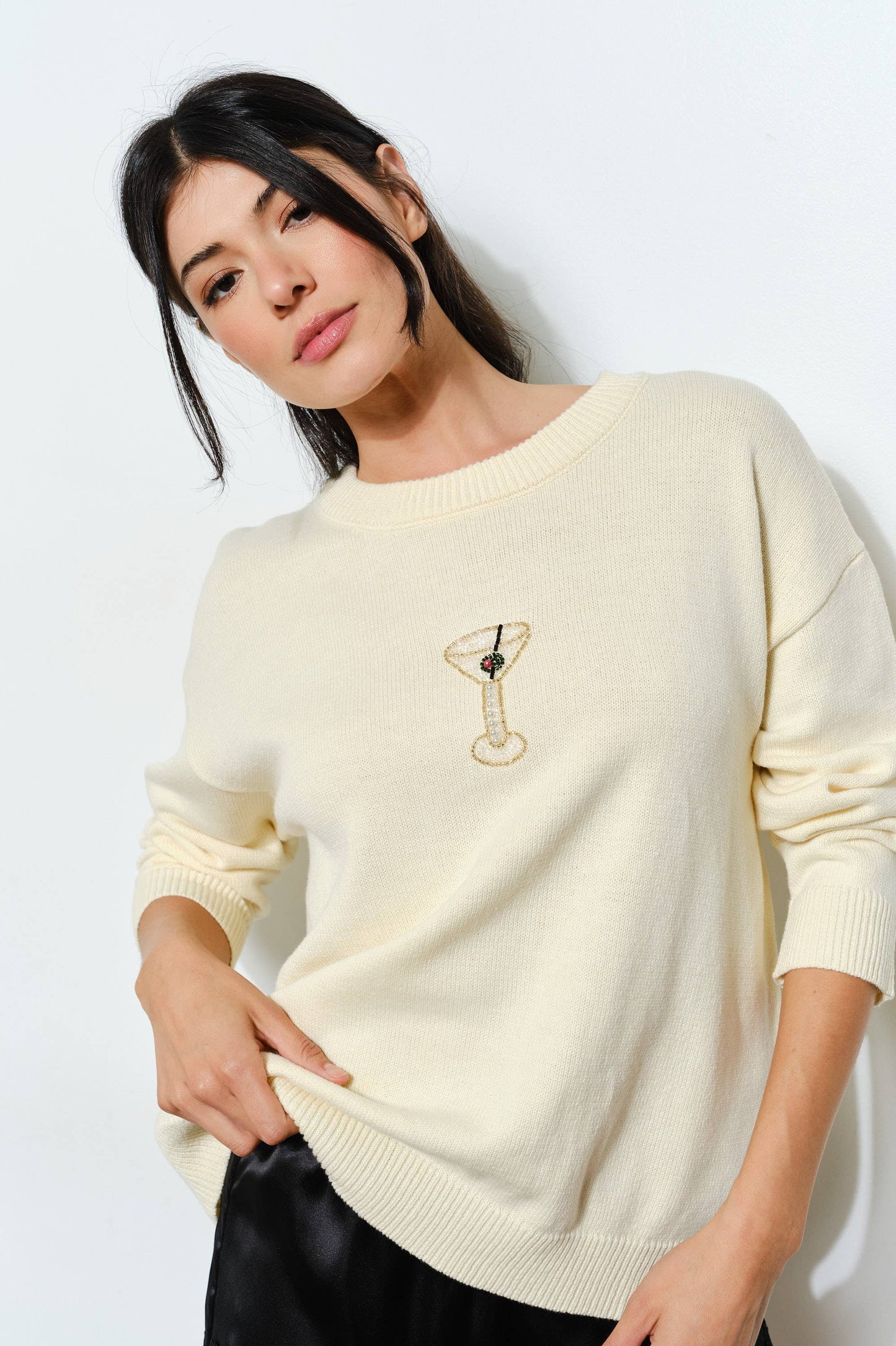 SORA MARTINI BEAD SWEATER - Butter Cream