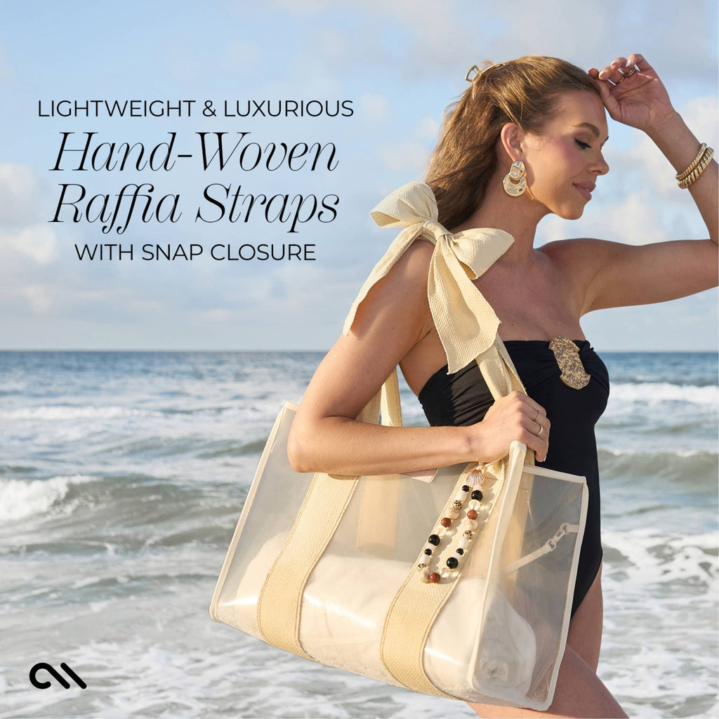 Special Edition Bow Ecru Raffia Jelly Tote With Phone Pouch