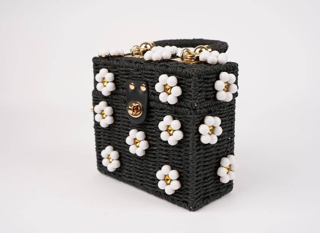 Wicker Bucket Daisy Flower Purse