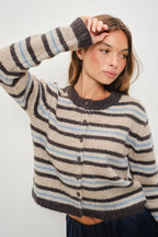 Kay Striped Button Up Cardigan