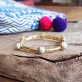 Jeweled Golden Bangle with Semi Precious Stone Dots White